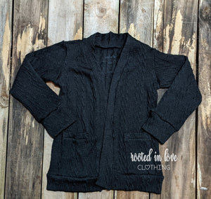 Mama and Me Black Cable Knit Cardigan
