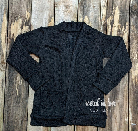 Black Cable Knit Cardigan